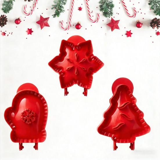 Christmas Cookie Pie Molds Plastic Cutters for Tree Snowflake Mittens Designs Mini Hand Pie Press for Holiday Baking
