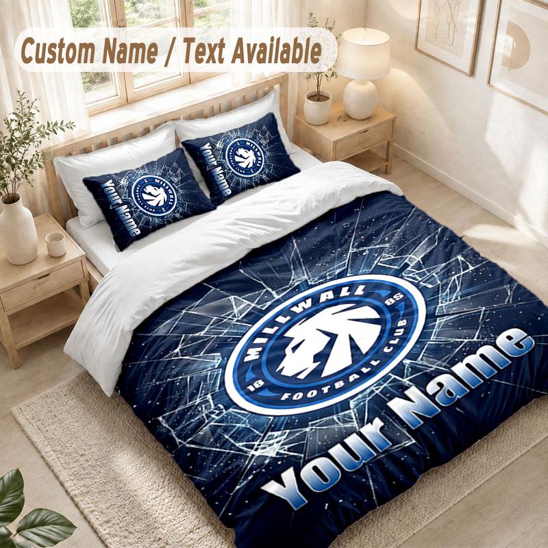 Custom Name Bedding Set 3 PiecesMillwall Print Duvet Cover + 2 Pillowcases Soft Bed Decor