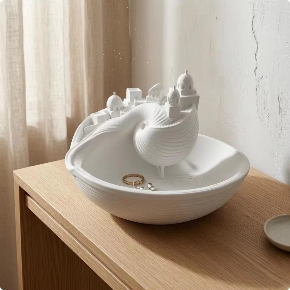 Conch Shell Shape Coastal Style Key Tray 3D Printed Conch Shell Storage Box Desktop Ornament