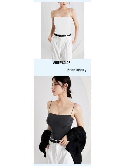 Elegant Pleated Camisole with Built-in Bra & Chest Pads - Women's Summer Outerwear