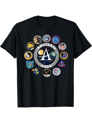 Tricou cu Insignă Patch Misiunile Apollo Tricou Programul de Tricouri NASA