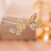 Simple Zircon Butterfly Earrings Light Luxury High-end Stud Earrings Temperament Fashionable Sweet Pearl Earrings Women