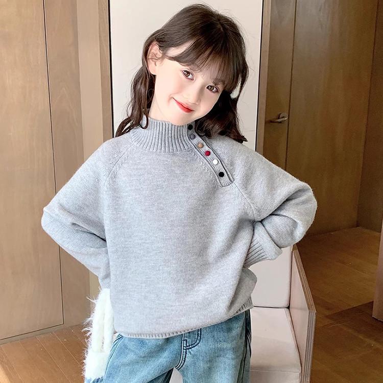 Girls' 2025 Autumn/Winter Thick Knit Turtleneck Sweater Pullover