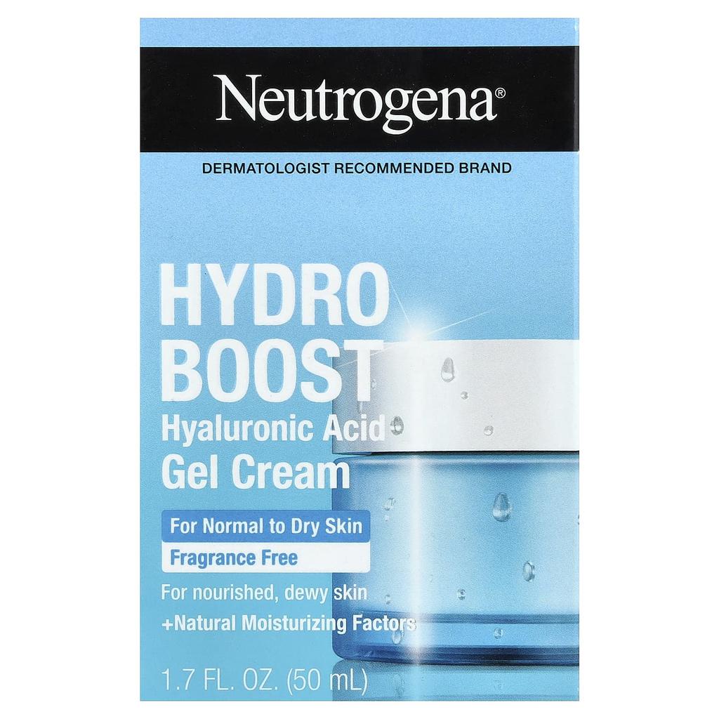 Neutrogena, Hydro Boost Hyaluronic Acid Gel Cream, For Normal to Dry Skin, Fragrance Free, 50 ml (1.7 fl oz)