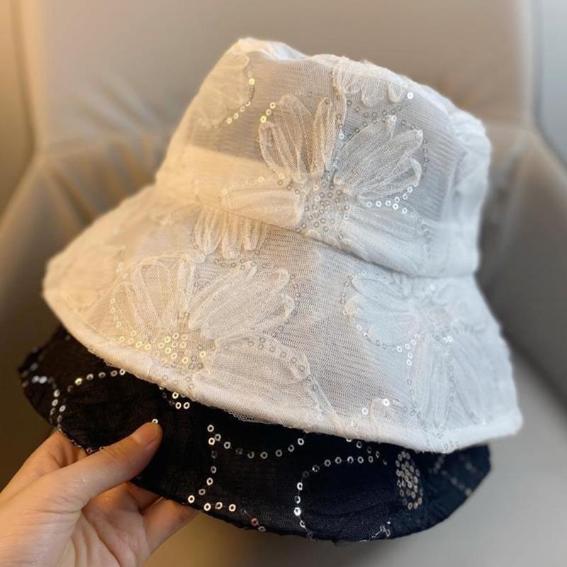Elegant Lace Flower Fisherman Hat For Women, Breathable Mesh Sun Hat With Outdoor Sun Protection