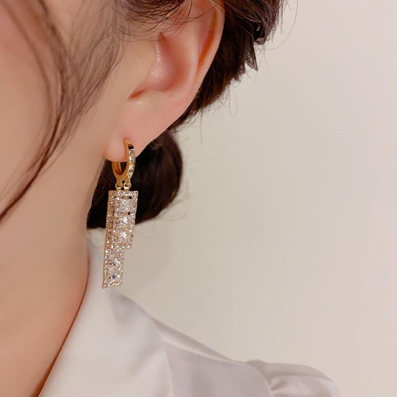 Elegant Geometric Zircon Tassel Ear Cuffs - Niche Design, Versatile Earrings