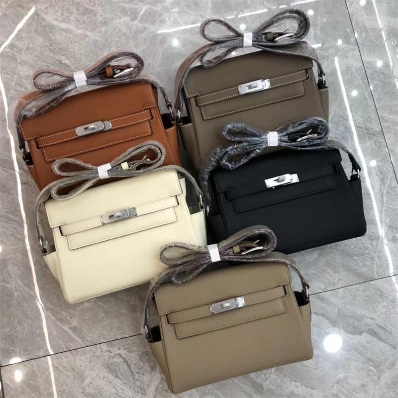 The first layer of cowhide TOGO cowhide KL bag women's versatile retro mailman bag spring senior feeling shoulder messenger bag
