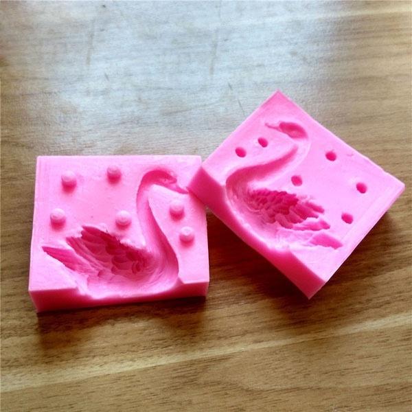 3D Swan Shaped Chocolate Mold Silicone Fondant Mould Cake Baking Tool Pink