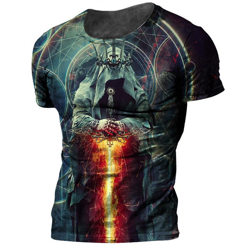 Summer New Trendy Men's Loose Breathable Round Neck Short Sleeve 3D Digital Printed Sports T-shirt