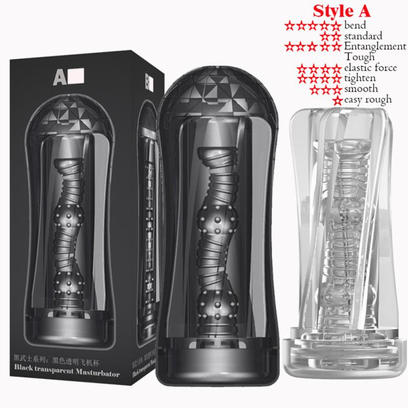 Men Transparent Silicone Aircraft Cup Male Masturbation Device Masturbators Cup Adults Sex Toys For