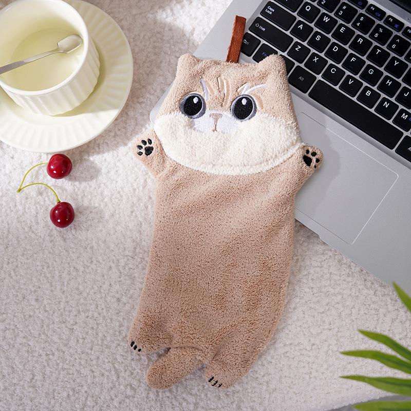 Cat Hand Towels Kitchen Accessories Hanging Towels For Hands Cartoon Hand Towel Absorbent Bathroom Towels