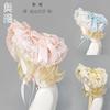 Sweet Lolita Lace Bonnet Hat With Round Crown Curved Brim Outdoor Wear