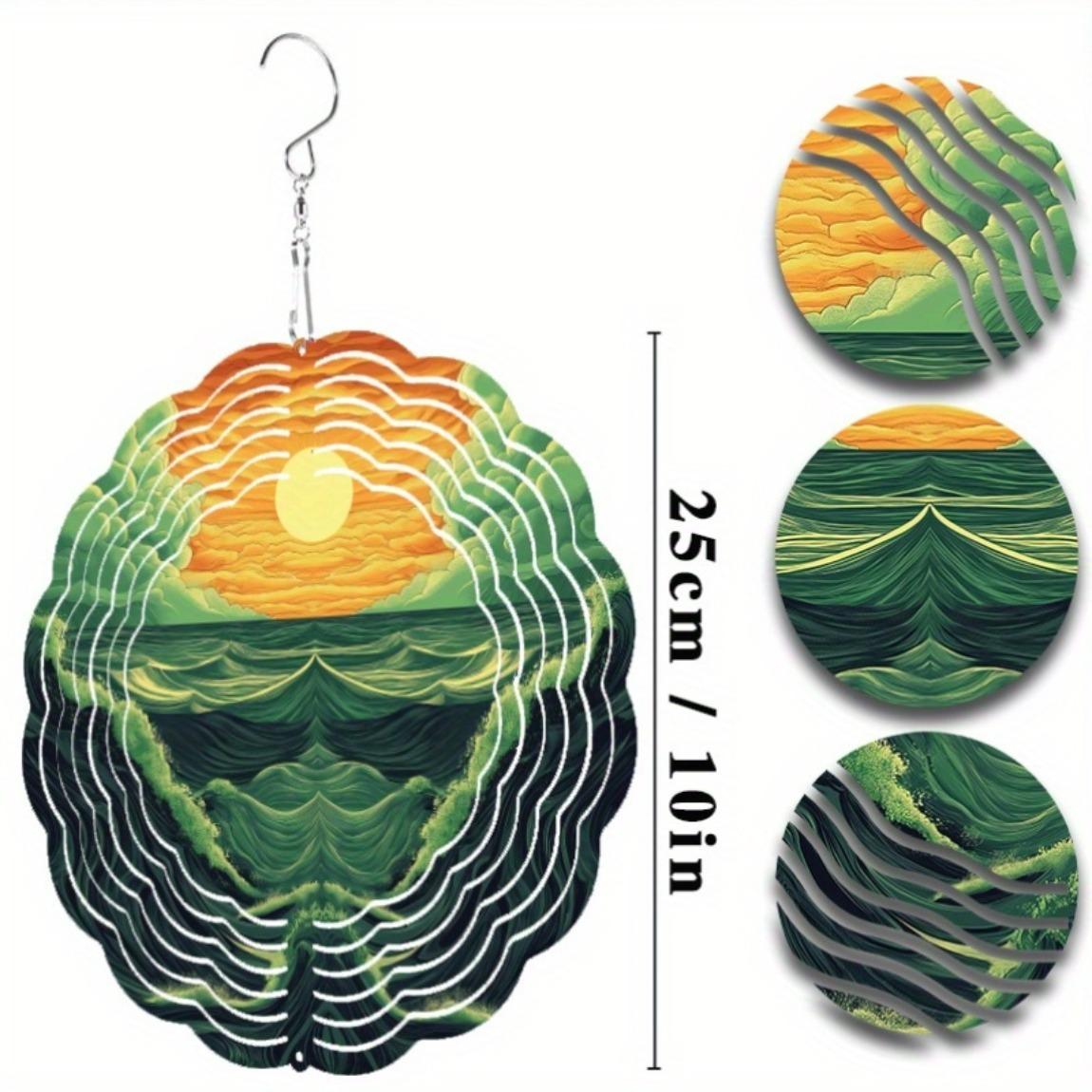 

10-дюймовый подвесной ветряной спиннер, дизайн «Морской закат», уличный ветряной колокольчик, вращающийся на 360 градусов крючок для декора сада, балкона, весна, лето 01A