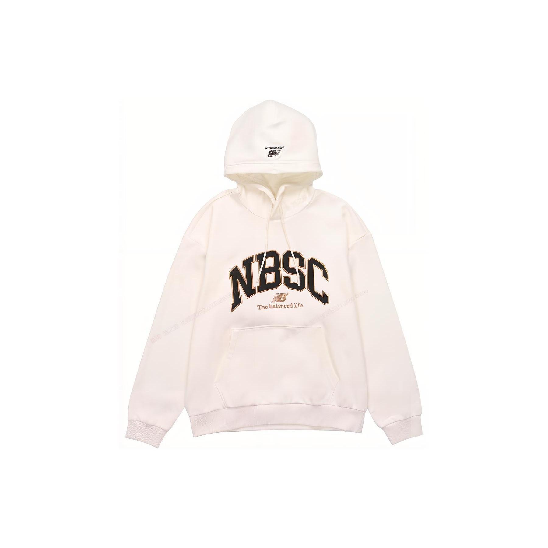 New Balance Logo Print Hoodie Asia Sizing  White Tan  Unisex 5CC44353-IV L