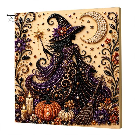 Pumpkin Wall Art Ghost Faux Pearl Kit, Halloween Painting DIY Autumn Home Decor 3D Spooky Skull Craft Kit for Adults Beginners, Fall Handmade