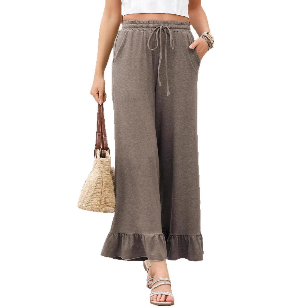 Die neue Sommer-Rüschen-Damen-Neun-Zoll-Hose ist dünn, locker und lässig, geeignet zum Tragen als Oberbekleidung zu Hause.