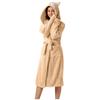 Women's Fleece-Lined Pocket Ear Cap Solid Color Bathrobe