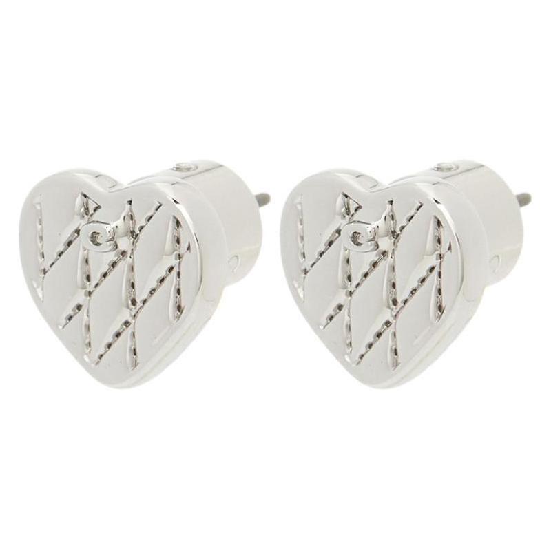 COACH Quilted Heart Brass Earrings Women s Silver