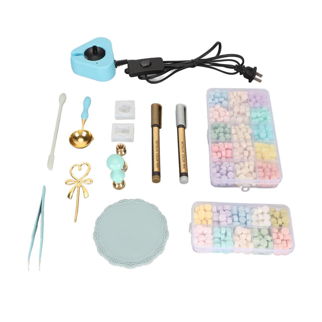 Wax Seal Stamp Kit with Wax Seal Warmer Wax Stamp Spoon Coloring Pen for Vintage Letters Envelopes C