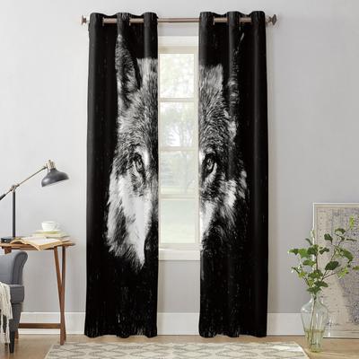 Tende Lussuose Bianco Nero Animale Lupo per Finestra Soggiorno Tenda per Camera da Letto Decorazione Casa