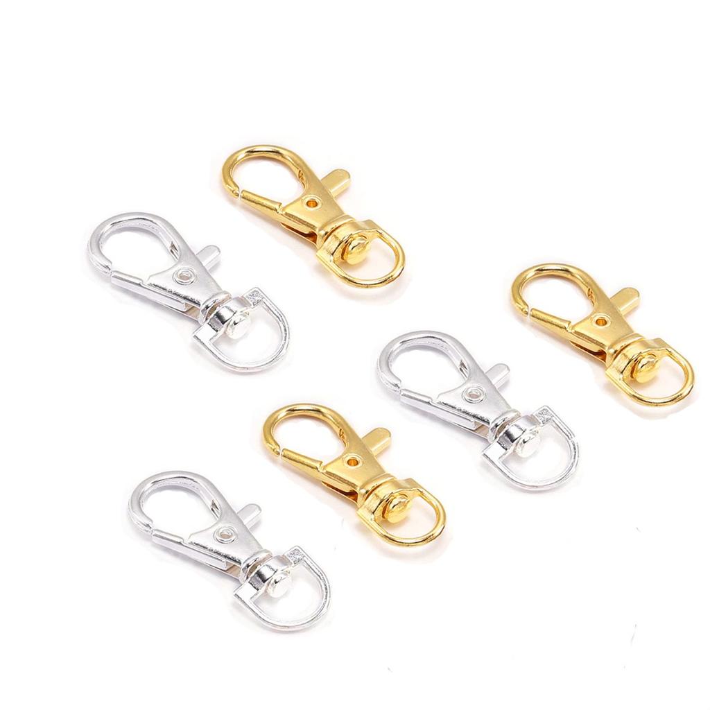 10Pcs/Lot Swivel Lobster Clasp Hooks Keychain Split Key Ring Connector for Bag Belt Dog Chains DIY Jewelry Making Findings
