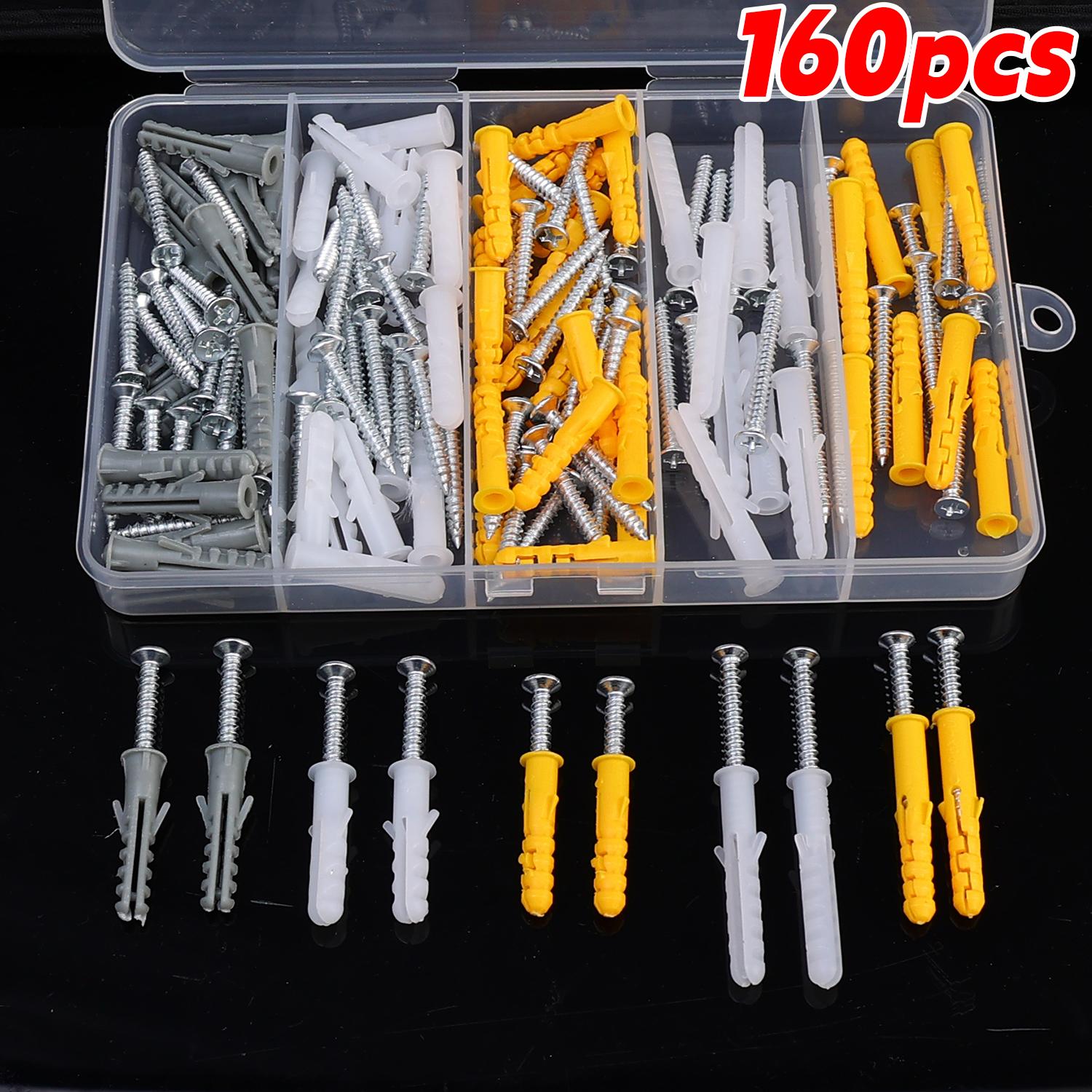 

Expansion Screws Metal Screw Plastic Shell Flat Head Screw Bolt Pipe Column Drywall Anchors Hardware Fastener Assortment Kit