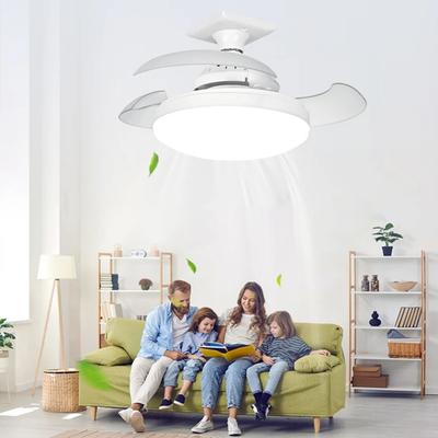 LED Fan Light Hanging Invisible Fan Blade With E27 Base Mute Remote Control +APP Dimmable Living Room Bedroom Study Lighting