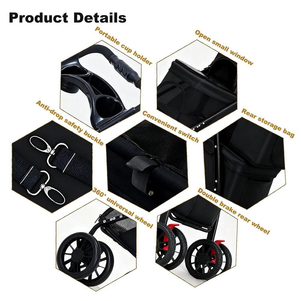 Foldable Double Pet Stroller with 2 Carriages Dog Stroller New Cat Strollers for Dogs and Cats