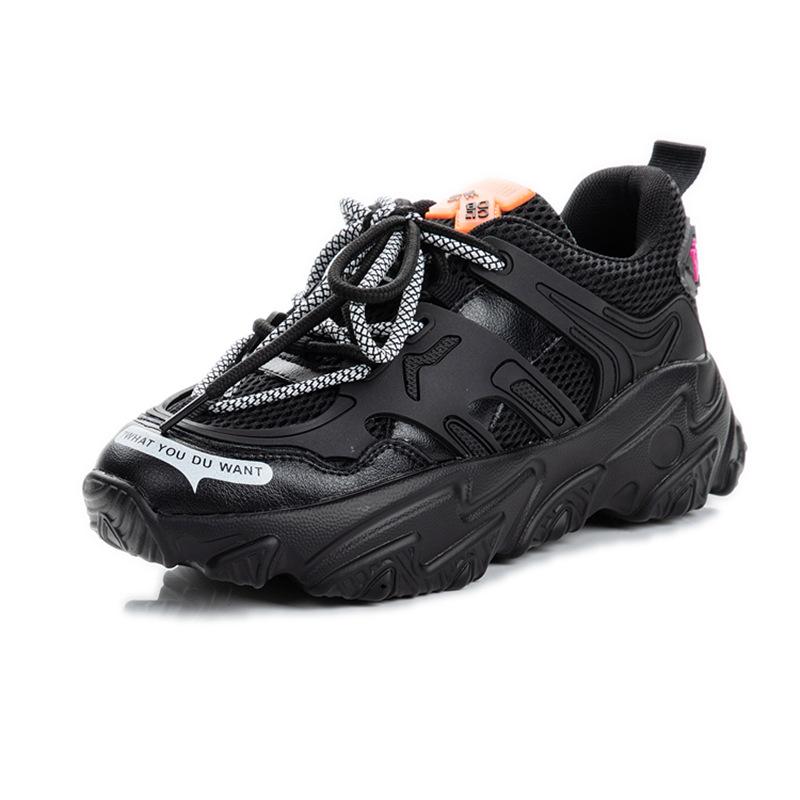 Leather Women's Shoes Ins2025 New Internet Celebrity Spring Sports Shoes Casual High Heels Comfortable Heightening Dad Shoes Ins Style