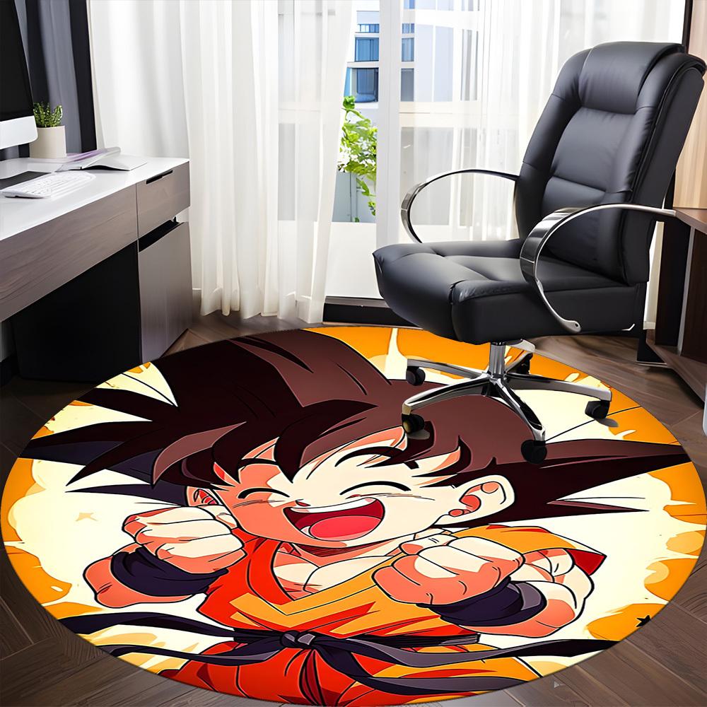 1pc Dragon Ball Goku Power Office Round Area Rug, Under Office Chairs Bedroom Living Room Home Decor, Available in Various Sizes