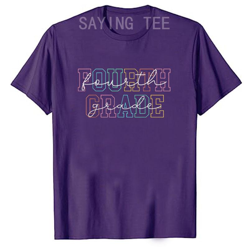 Fourth Grade Teacher Girls Boys Back To School 4th Grade TShirt First Day of School Letters Printed Saying Tee Top Novelty Gift
