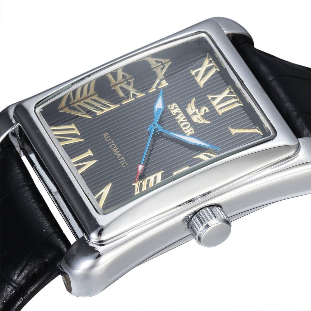 SEWOR Montres de Luxe pour Hommes Montres Rectangulaires Mode Hommes Or Automatique Mécanique Montres Hommes Homme Montres relogio masculino
