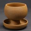 Japanese Style Round Ceramic Coffee Cup Kiln Glaze Handcrafted Rotate Tea Cup 150ML with Saucer Retro Latte Cup Home Use