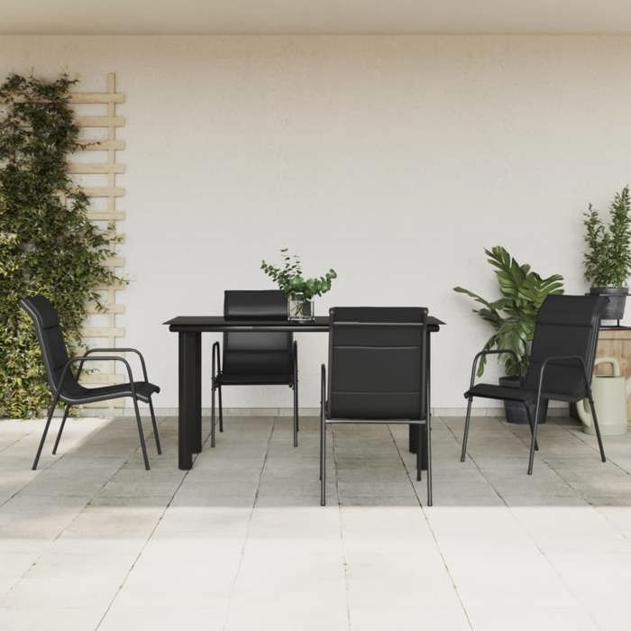 VidaXL Ensemble à manger de jardin 5 pcs noir textilène et acier 3200712