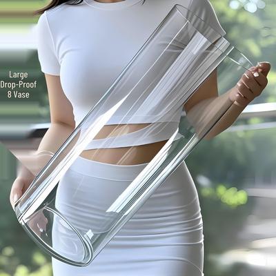 Vase Cylindrique Transparent Anti-Chute en Acrylique pour Arrangements Floraux