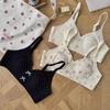 Sweet Floral Sexy Underwear Women's Seamless Steel Ring Collection Breast Anti-sagging Big Breasts Show Small and Thin Thin Bra