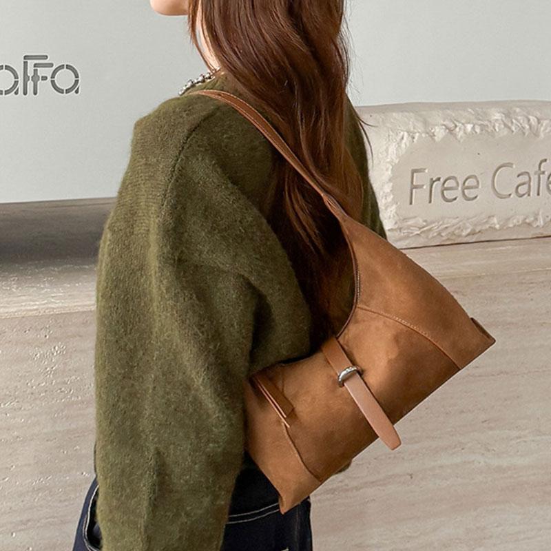 Fashi Women's Bag Suede Cow Leather Luxury Designer Shoulder Bag Women Versatile Handbags Female Trend Crossbody Hobos Bags