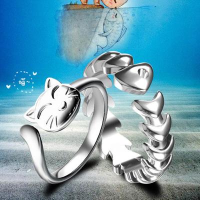 Korean Version of Fashion Trend Ring Pair Ring Live Open Male and Female Couples Catfish Ring Jewelry