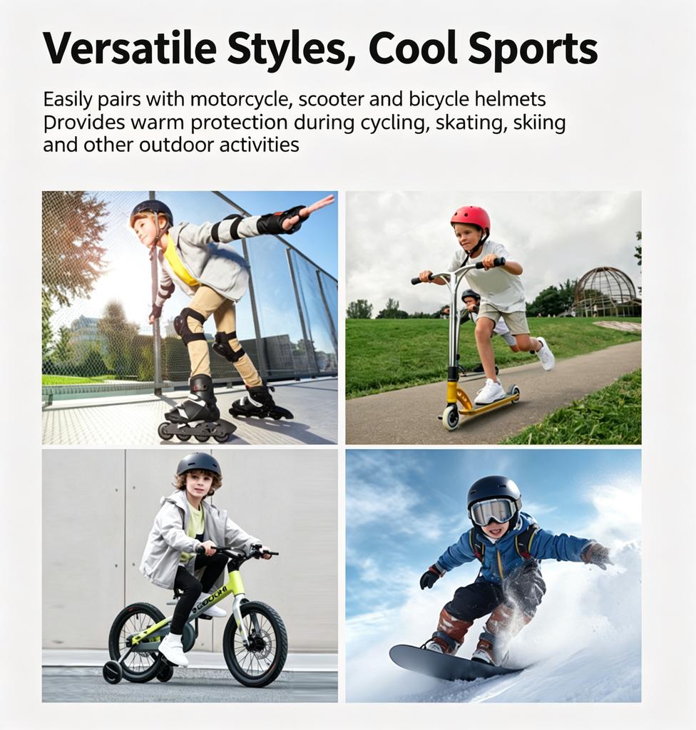 Children's Winter Ski Warm Stretch Fleece Headgear Outdoor Windproof Cold Riding Mask Helmet Lining Balaclava Hat for Men Women