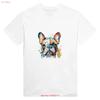 French Bulldog Watercolour Paint Colourful Multicolour Frenchie Heavyweight Crewneck T Shirt Vintage Washed Comfortable