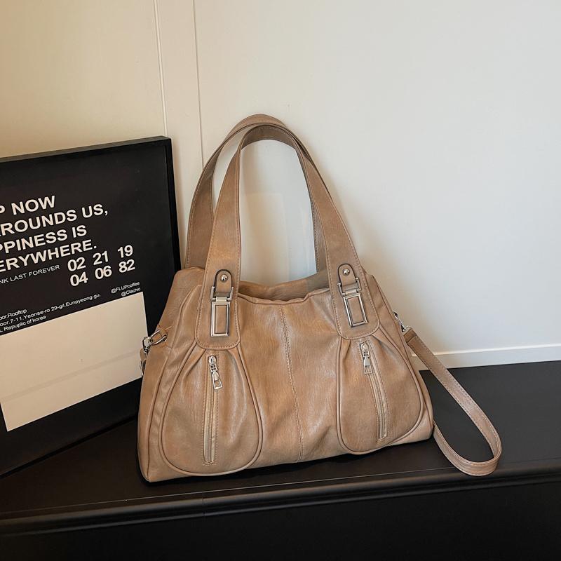 Women's Shoulder Bag Solid Color Large Capacity Travel Commuter Tote Bag