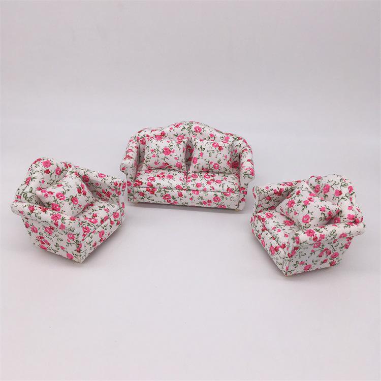 1:12 Dollhouse Miniature Floral Single Sofa for Living Rooms or Bedrooms