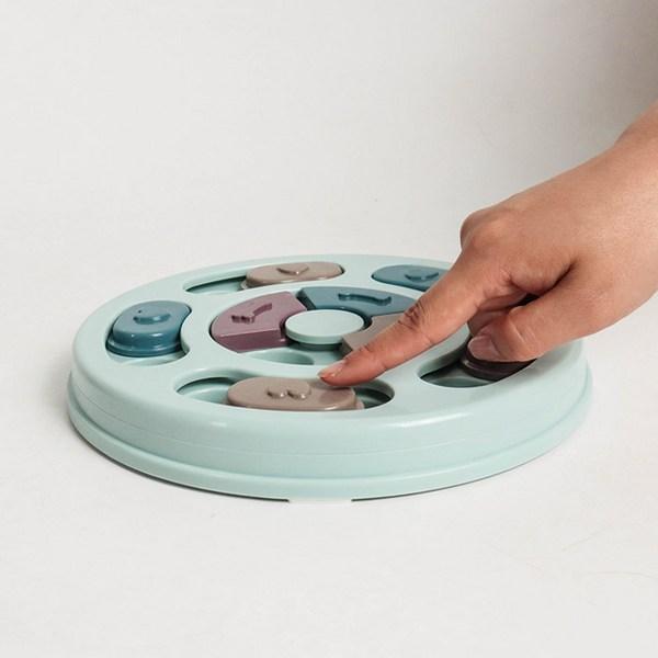 Dingdong Pet Pet Intelligence Development Puzzle Snack Toy IQ Toy Round Diameter 23cm x Height 2.5cm, Blue, 1 Piece