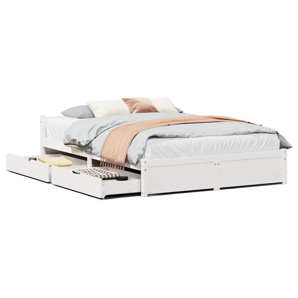 Solid Wood Bed without Mattress White 150x200 cm Pine Wood