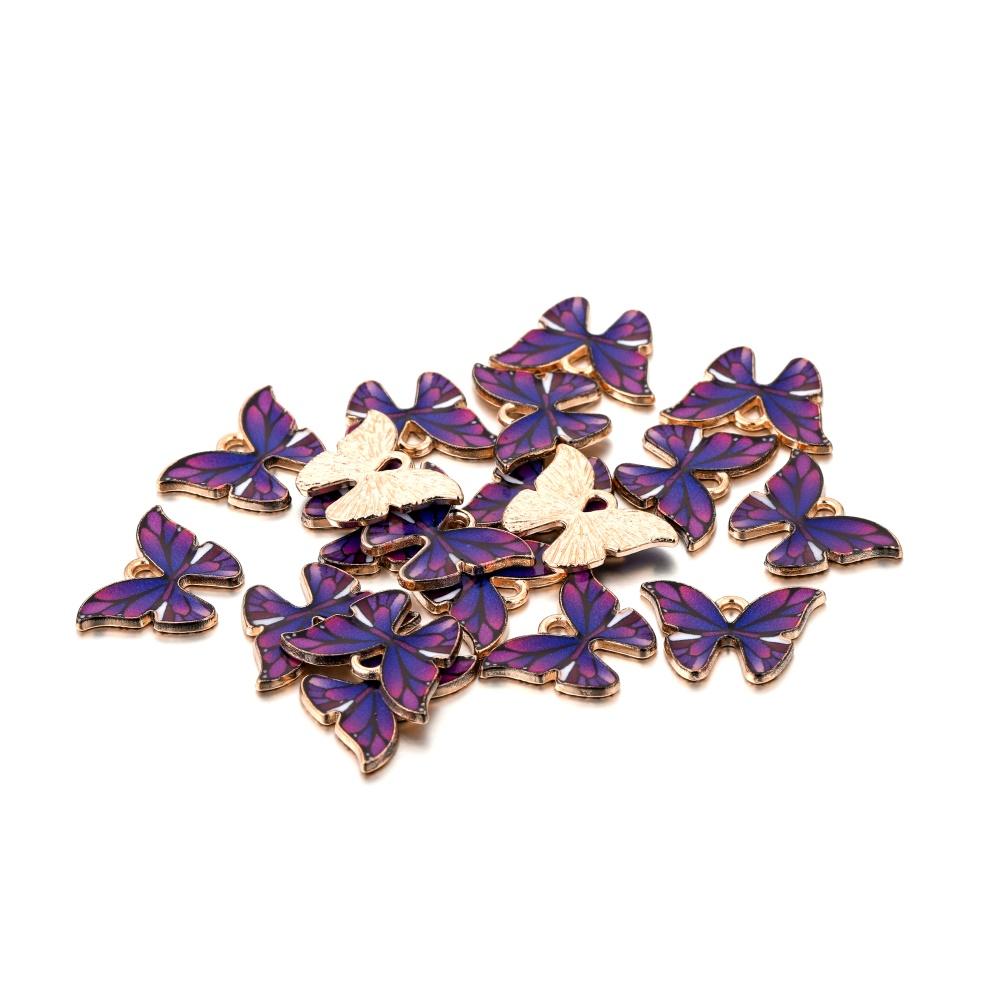 10pcs/lot Enamel Metal Colorful Butterfly Charms Pendant for DIY Necklace Bracelet Key Chain Jewelry Findings Making Accessories