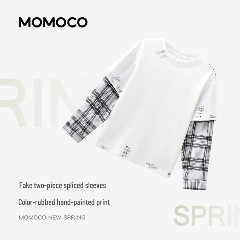 MOMOCO Boy's Fashion Faux Two-Piece Long Sleeve T-Shirt