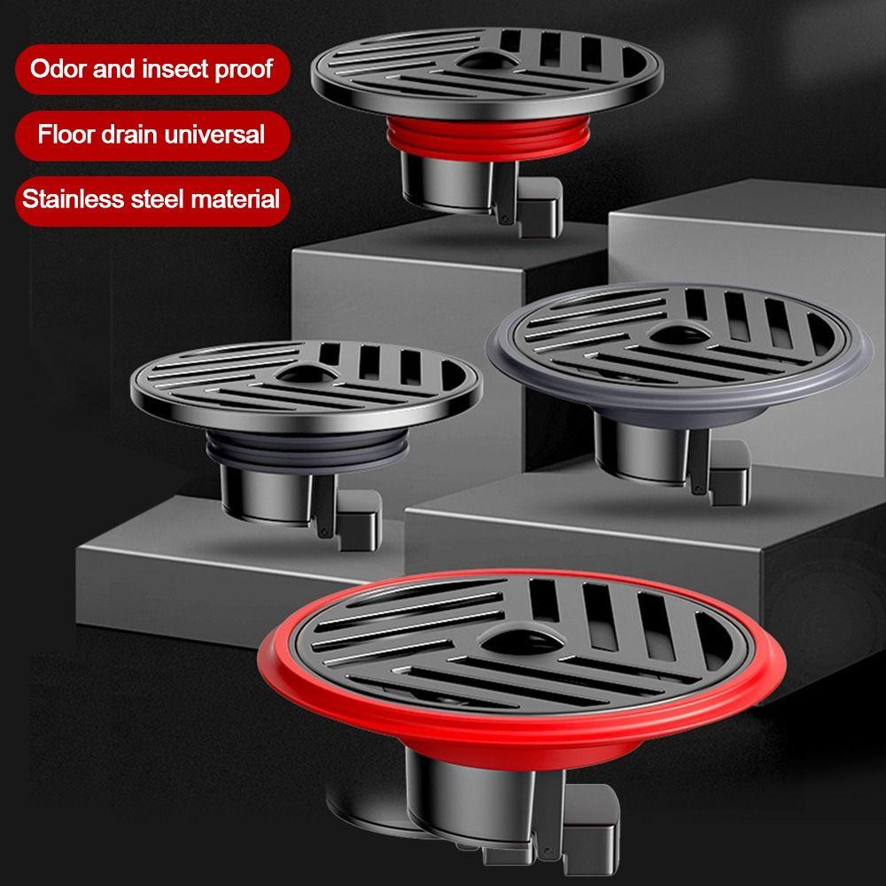 With Grid Grate Cover Shower Floor Drain Round Sewer Drain Filter Plug Durable Sink Strainer