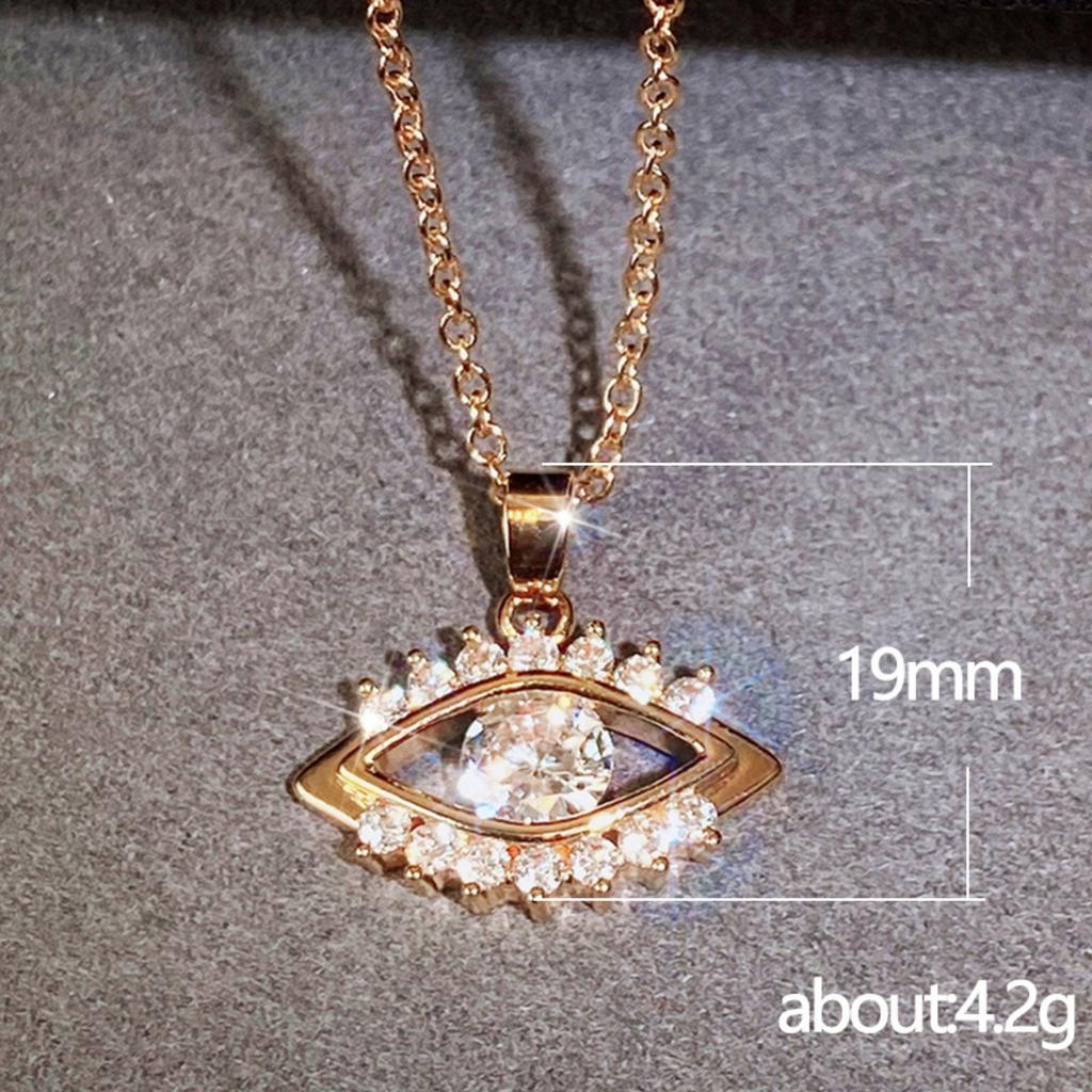 Elegant Eye Shaped Pendant Necklace for Women Sparkling Stone Halo Design Unique Stylish Everyday Party Jewelry Gift for Her