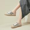 Fashion sequined bag head half slippers women's 2025 summer new thick-soled straw rope fisherman shoes without heel sandals