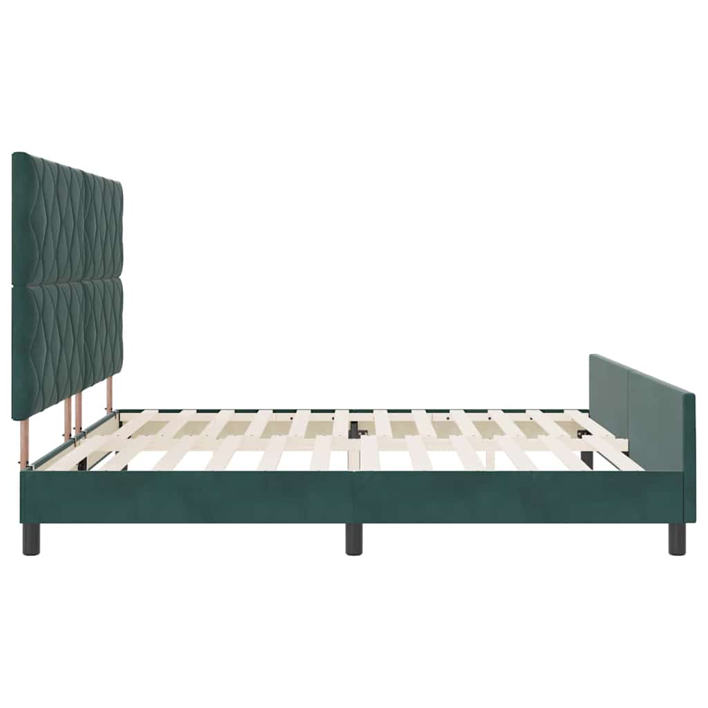Box Spring Bed with Headboard Dark Green 200 x 200 cm Velvet